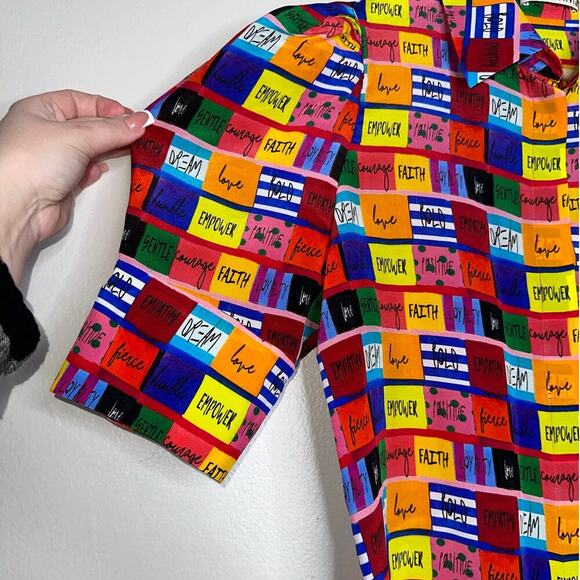 Alice + Olivia Willa Scrunched Puff Sleeve Placket Top/Blouse Size Medium - Picture 6 of 9